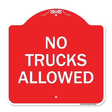 Signmission Parking Lot Sign No Trucks Allowed, Red & White Aluminum Sign, 18" x 18", RW-1818-23419 A-DES-RW-1818-23419